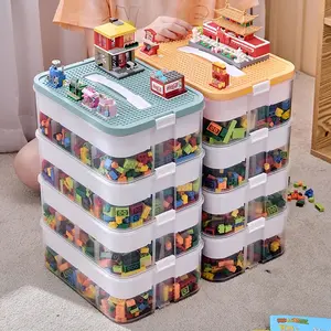 1 large particle building block storage box, super large capacity parts sorting bucket, 3-layer stackable storage box, Multilayer storage, suitable for home organization, ideal for bedrooms and game rooms, Organiser