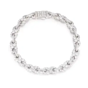 【#B185】10MM 18K Gold-Plated Infinity Bracelet with Lab-Grown Moissanite Sparkling Synthetic Moissanite Chain Bracelet 100% 925 Sterling Silver