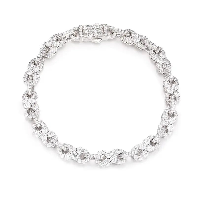 【#B185】10MM 18K Gold-Plated Infinity Bracelet with Lab-Grown Moissanite Sparkling Synthetic Moissanite Chain Bracelet 100% 925 Sterling Silver