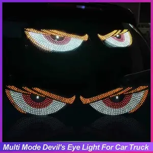 2Pcs Demon Eyes Car Warning Light Headlight LED Turn Signal Lamp with Projector Lens For Car Windshield USB Flashing
