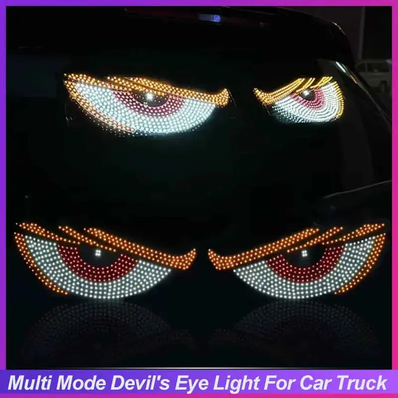 2Pcs Demon Eyes LED Warning Headlights with Projector Lens, USB Plug Flashing Car Lighting (12cm/4.72inch x 7cm/2.76inch), USB Car LED Lights Interior Lighting for Driving Windshield, Night Driving