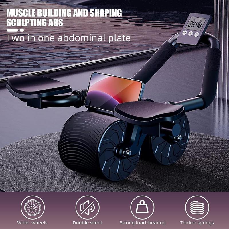 Ab Roller Wheel with Elbow Support, Automatic Rebound Abdominal Wheel,Ab Roller for Abdominal Exercise Machine,Abs Workout Equipment,Trainer Fitness Belly Training for Men & Women Ab Roller | Home Core Training Fitness Equipment