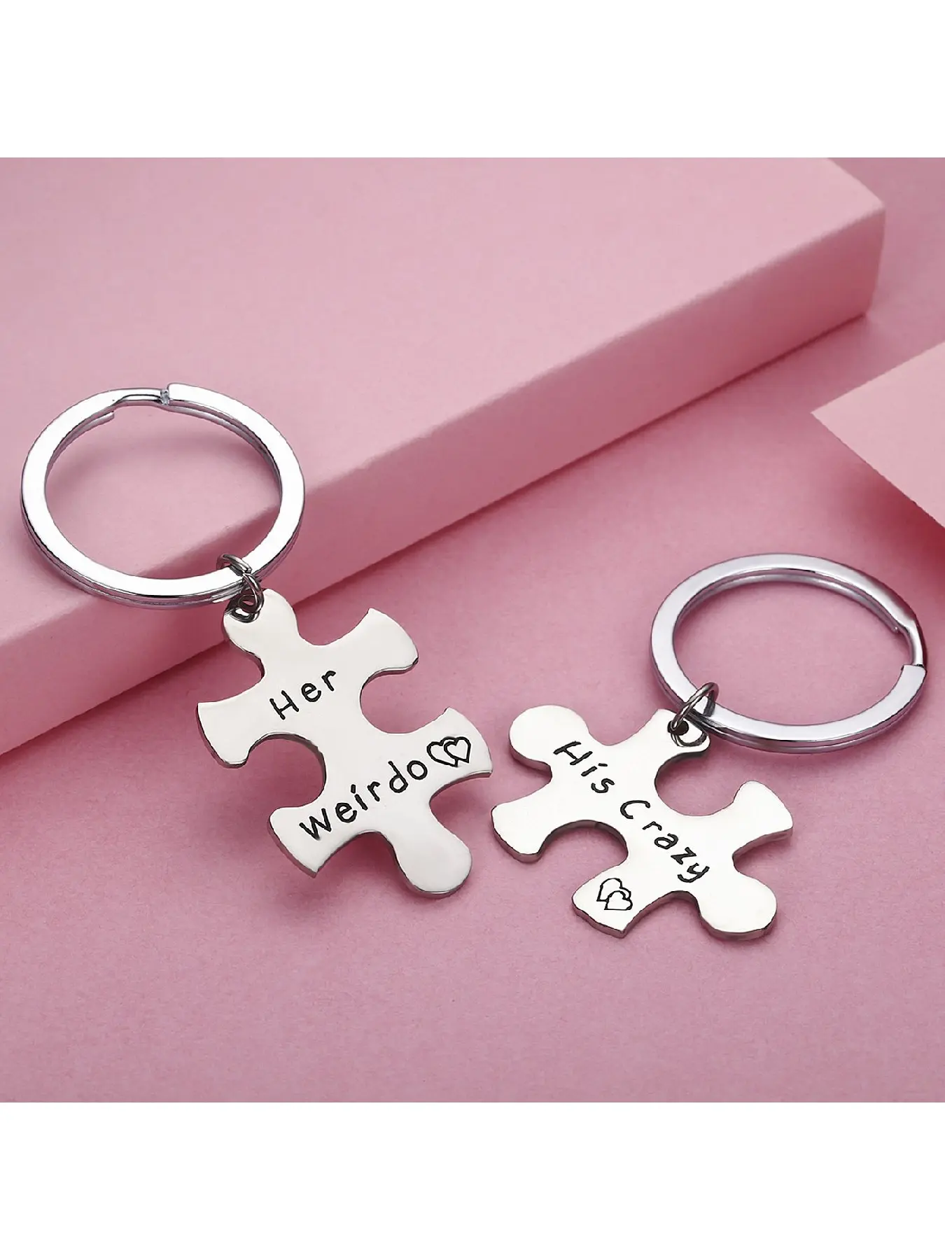 Stainless Steel Couple Keychain Set, Customizable Romantic Accessories, Perfect Gift for Boyfriend Girlfriend, His Queen Her King Design, Matching Keychains