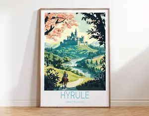 Hyrule Travel Poster Legend of Zelda Inspired Wall Art Gift Love Birthday Wedding Print