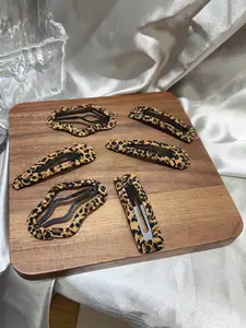 Leopard Print Coquette Bangs Bb Clip Set, Casual Style Women's Hair Accessories, All-Season Wearable Clips & Pins