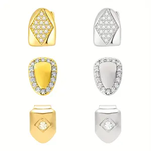 4 pcs Funny and fake braces with zirconium punk style, popular Halloween cosplay, wearing teeth accessories