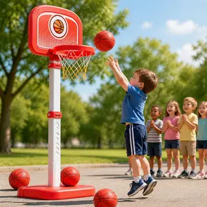 1 Set Mini Basketball Ring, Indoor Outdoor Sports Toy for Kids,2 in 1 Indoor Outdoor Basketball Game & Sound Effect, Basketballs,Water Basketball,Adjustable Height Basketball Hoop Toy, Toy Gift for Toddlers Children Boys Girls