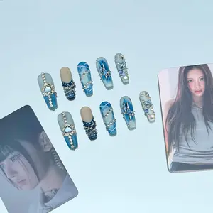 RosePop | NewJeans-Inspired Press-On Nails (Premium Coffin)
