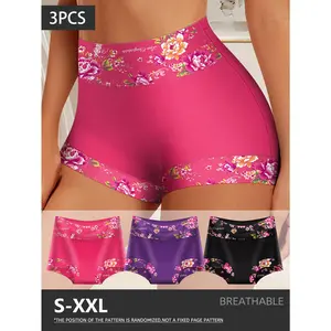 QUASTI 3/6 Pack Women's Colorful Printed Underwear, Featuring Elegant Colorful Design, Soft & Comfortable Cotton Fabric, Minimalist Style Panties, S-XXL