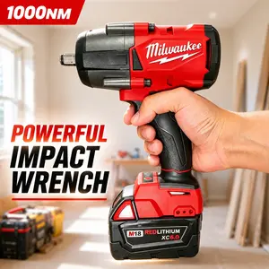 Milwaukee 1/2 Inch 1000N Brushless Cordless High Torque Impact Wrench, Garage Repair Power Tool for Tire Changes, Heavy Fasteners car lug nut