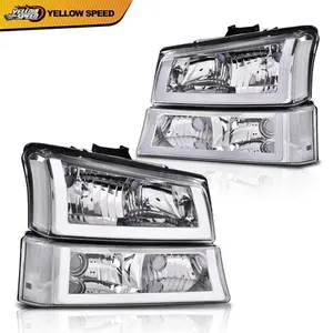 Fit For 2003-2006 Chevy Silverado/Avalanche Clear Chrome Headlights W/ LED DRL