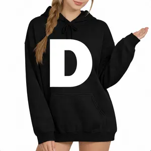 Long Sleeve Hoodie Highlighting Letter D Monogram Design