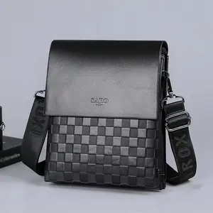 304 men's shoulder bag, business crossbody bag, men's simple textured shoulder bag, black flip cover, lightweight and stylish, cross-border magnetic closure men fall duct tape wallet Retro RFID Blocking Bifold Wallet Engraved Genuine Leather