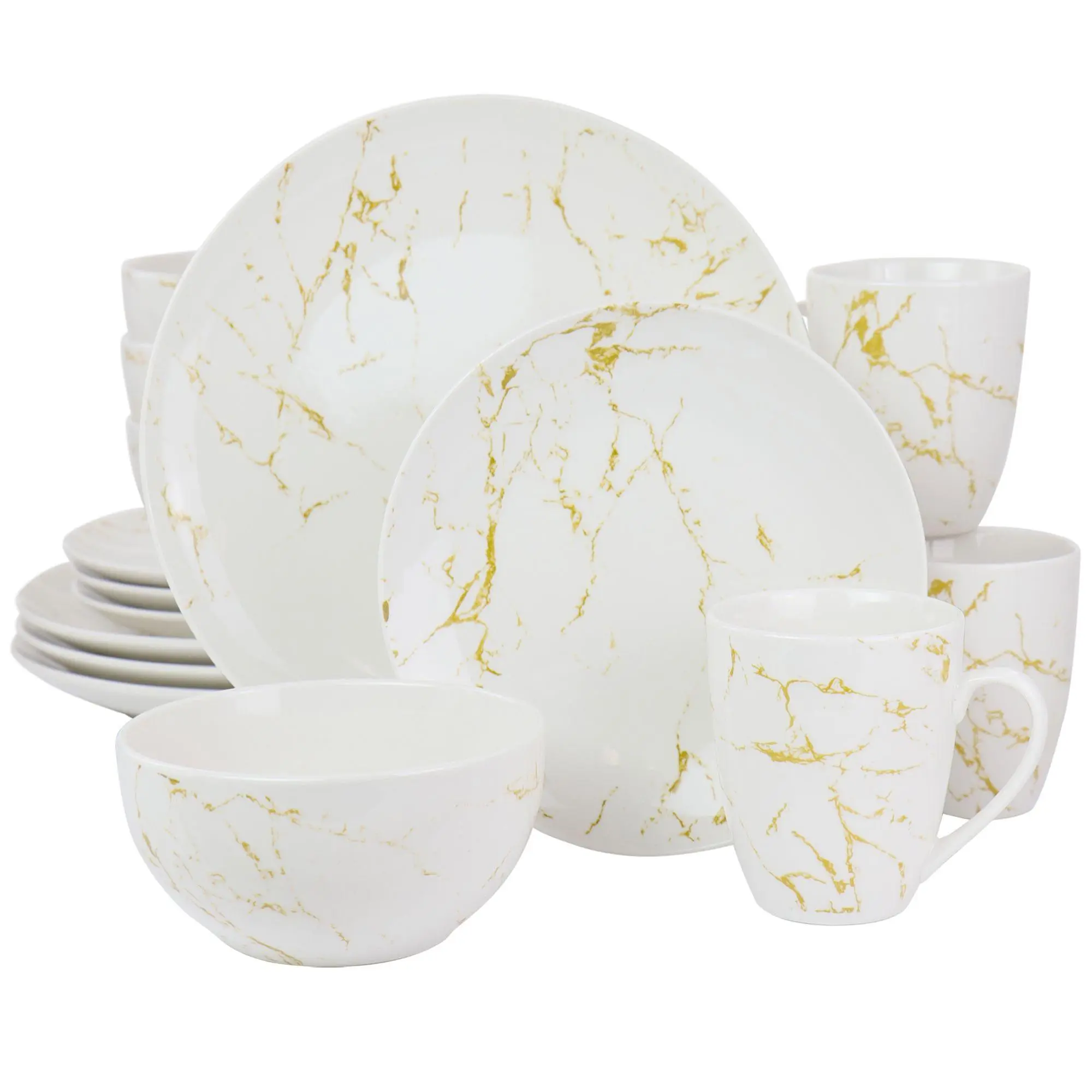 Elama Fine Marble 16 Piece Stoneware DinnerwareSet
