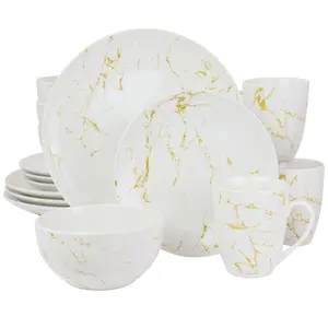 Elama Fine Marble 16 Piece Stoneware DinnerwareSet