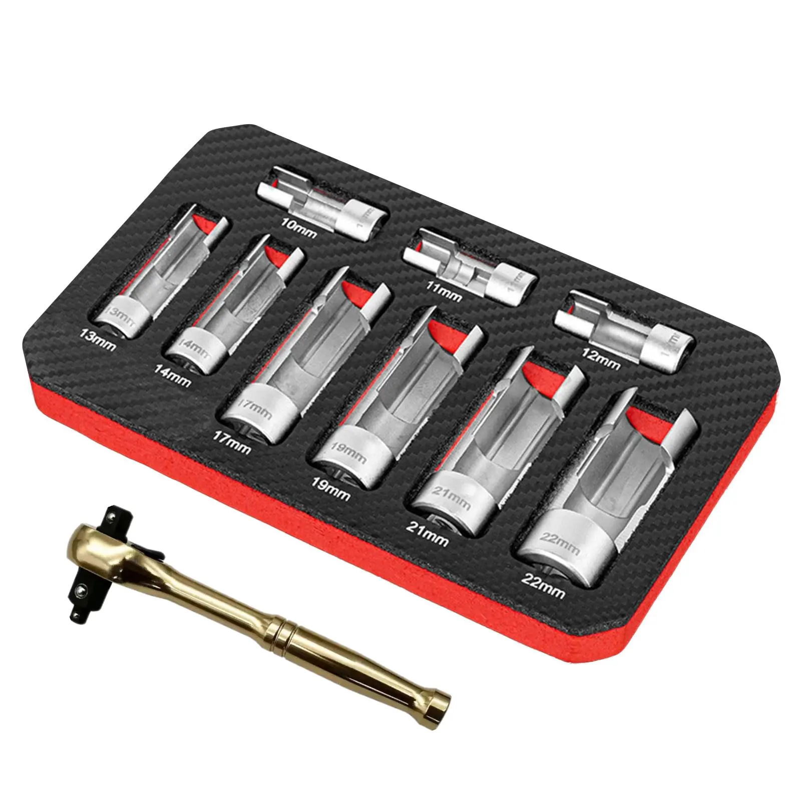 10Pcs Automotive O2 Oxygens Sensors Socket Offset Wrench Remover Tool and Thread Chasers Tool 10-22mm