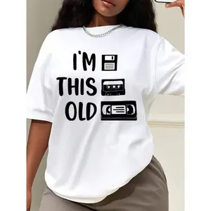 Funny Retro "I'm This Old " T-Shirt With Vintage Cassette, Floppy Disk, VHS Design - 90s Throwback, Great Gift Idea, Oversize Type Shirt For Women, Perfect For Holiday Parties Or Gift Giving, Soft And Comfortable