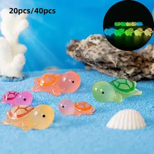 Aquarium Decorations, Amphibious Landscape Ornaments, Miniature Garden Accessories, Car Decoration, Yard Ornament, Glow-In-The-Dark Turtle