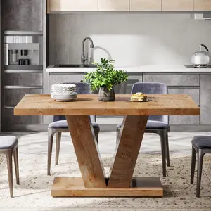 Tribesigns 47-Inch Dining Table for 4, Black Kitchen with Heavy Duty Pedestal, Farmhouse Wooden Design, Ideal for Home, Dining Room