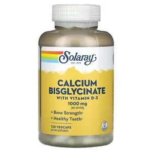 Solaray Calcium Bisglycinate, With Vitamin D-3, 120 VegCaps
