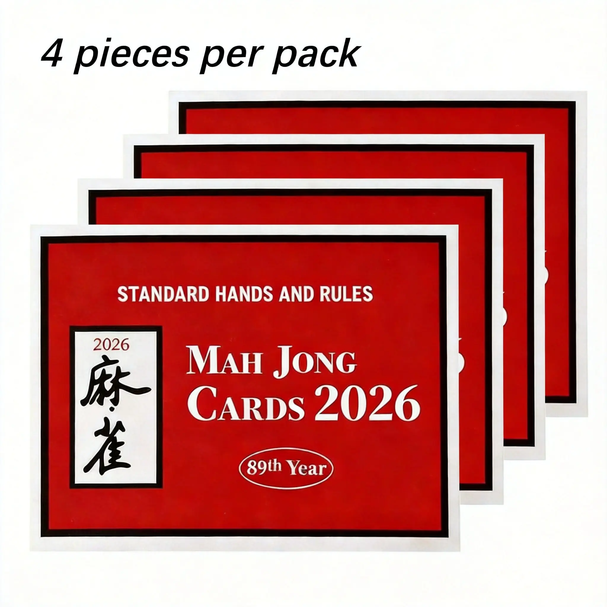 2026 Large Print Mah Jongg Cards, 89th Year Standard Hands and Rules, 4pcs Waterproof American Mahjong Score Cards, Easy to Read Holiday Gift for Mom Grandma, Board Game Accessories, Family Game Night, Summer Decor