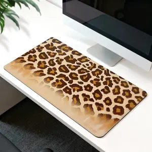 LIVEKEY Leopard Print Mouse Pad 31.5×15.75in Extra Large  Reinforced Stitched Edges  Anti - Slip Base  Smooth Surface for Office Home Gaming Working Writing Drawing​