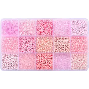 Mix 15 Color Glass Seed Tube Beads Glass Bugle Beads Loose Kit for  Making DIY Craft Beading (Mix 15 Color, )