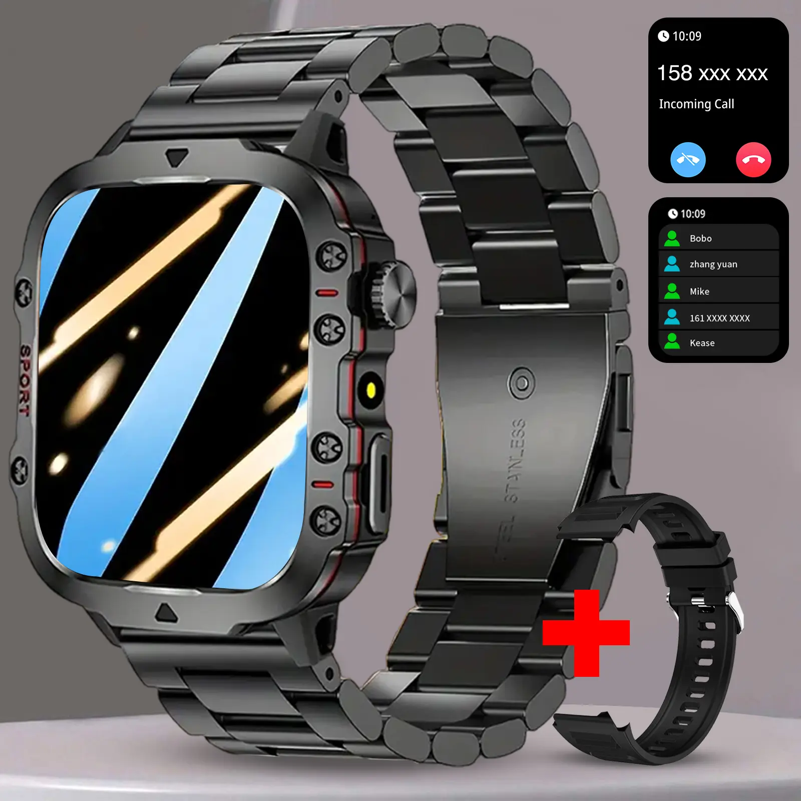 Unisex Smartwatch Smart Bracelet - Sports Smart Watch 2026 New, Wireless Connection & Answer/Make Call, Pedometer & Calorie Tracking, Multiple Sports Modes, Sedentary Reminder & Message, Information Alerts, Remote Music Control