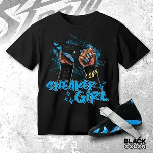 AJ14 University Blue Sneaker Match Shirt – Sneakerhead Streetwear Graphic Tee, Unisex