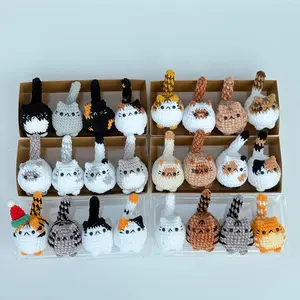 Crochet mini cat keychain, Crochet Cat Stuffed Animal, Cute Gift for Cat Lovers, Car Keyring, Soft Chubby Cat Amigurumi