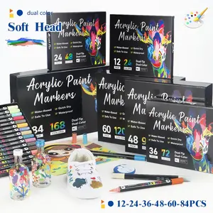Acrylic Paint Marker Pen Set, 24/48/72 Colors Double Tip, Dual Tip Acrylic, Quick Dry, Art Supplies for Rock Painting, Wood, Canvas, Stone, Glass, Artist Supplies