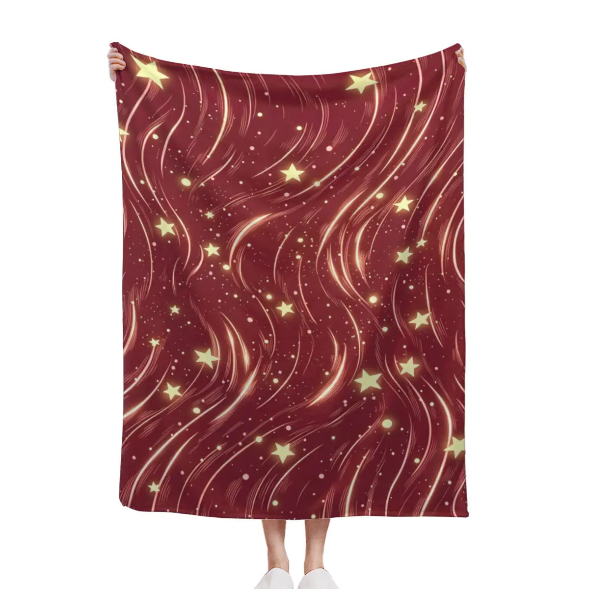 Burgundy Red Shimmer Wave Glitter Throw Blanket Luxury Maroon Swirl Aesthetic Soft Warm Flannel Blanket