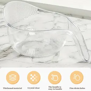 Multifunctional Rice Strainer with Handle – Sturdy BPA-Free Transparent Plastic Kitchenware, Silicone Vegetable & Fruit Utensils, Cheese & Coffee Dispenser Set