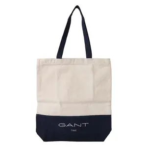 Gant Blue White Canvas Logo Shoulder Shopping Tote Bag