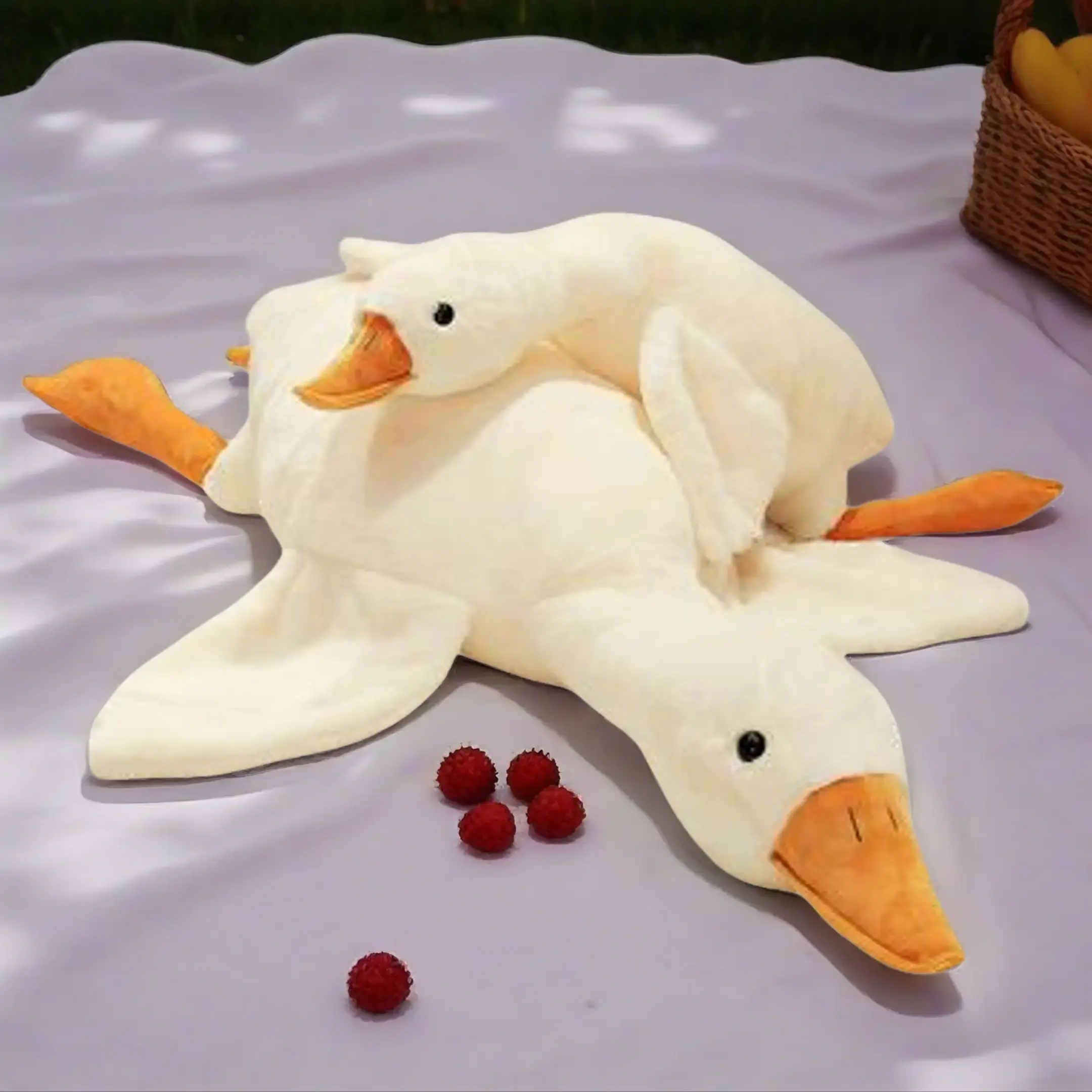 Oversized White Goose Stuffed Animal - Ultra Pinchable Heirloom Plush Toy, Decorative Chill Room Accessory, Gifts for Girlfriend GF Gift for Kids