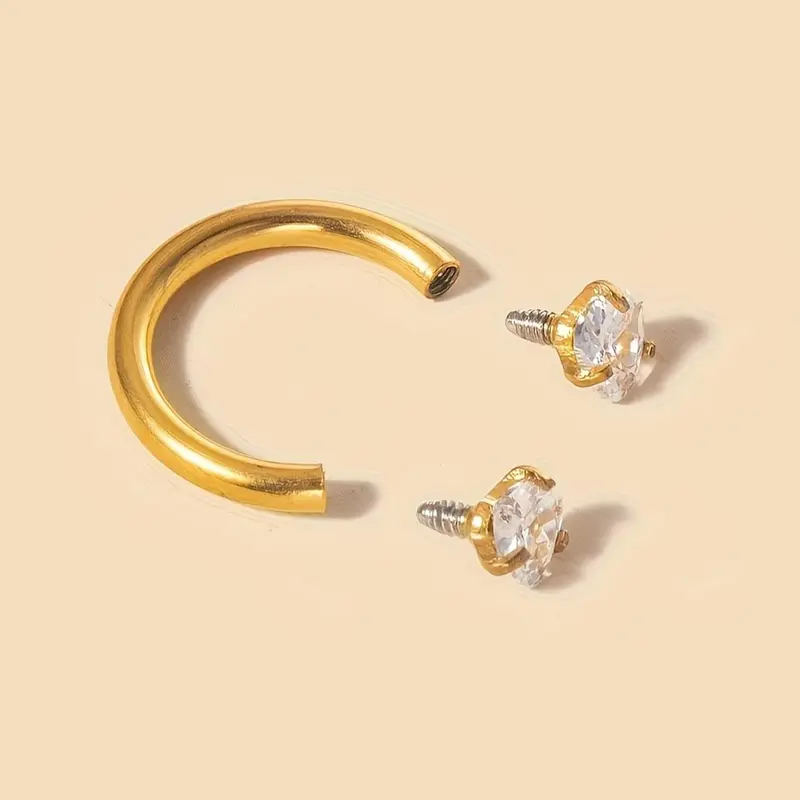 Heart Shaped Rhinestone Decor Nose Ring, Stainless Steel Nose Ring, Gems Nose Ring, Rhinestone Nose Rings, Fashionable Body Jewelry for Women & Girls, Trendy All-match & Exquisite Jewelry for Birthday Gift, Nose Piercing Jewelry