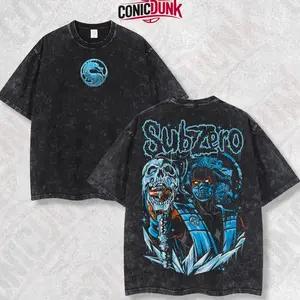 Skull Sub-Zero Mortal Kombat Retro Limited Vintage Lightweight Cotton Washed Tee with Full Size - Perfect Gift for Game Fans and Lovers HBR