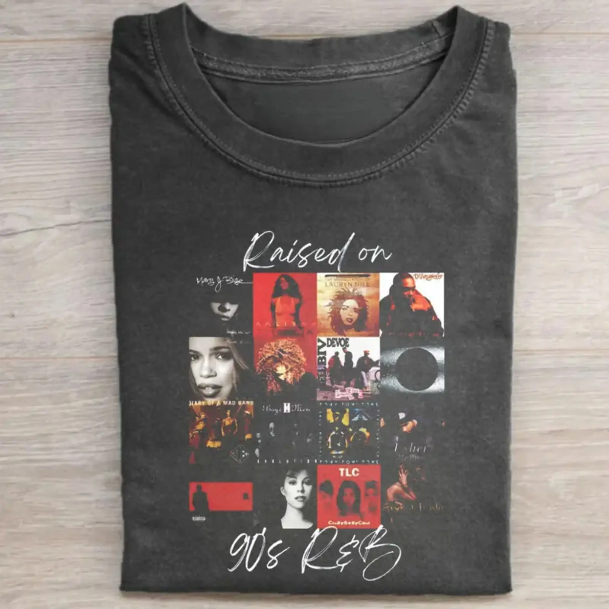 Vintage Raised on 90's R&B Graphic Tee - Aaliyah Album - 90's R&B Shirt for Women - Queen of R&B Shirt - Gift T-shirt - Top Menswear Womenwear Streetwear