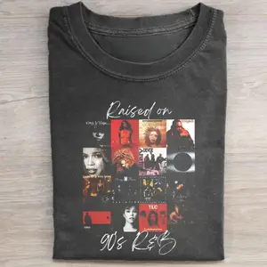 Vintage Raised on 90's R&B Graphic Tee - Aaliyah Album - 90's R&B Shirt for Women - Queen of R&B Shirt - Gift T-shirt - Top Menswear Womenwear Streetwear