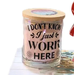 Sarcastic Candle with "I Don't Know I Just Work Here" Message for Humorous Home Decor
