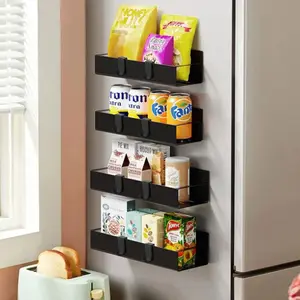 2pcs/4pcs Magnetic Wall-Mounted Storage Basket - Heavy-Duty Rust-Resistant No-Drill Magnetic fridge rack Base Compatible for Refrigerator,, Stove - Space-Saving Shelf Organizer Pantry Utensils, Napkins, Spices