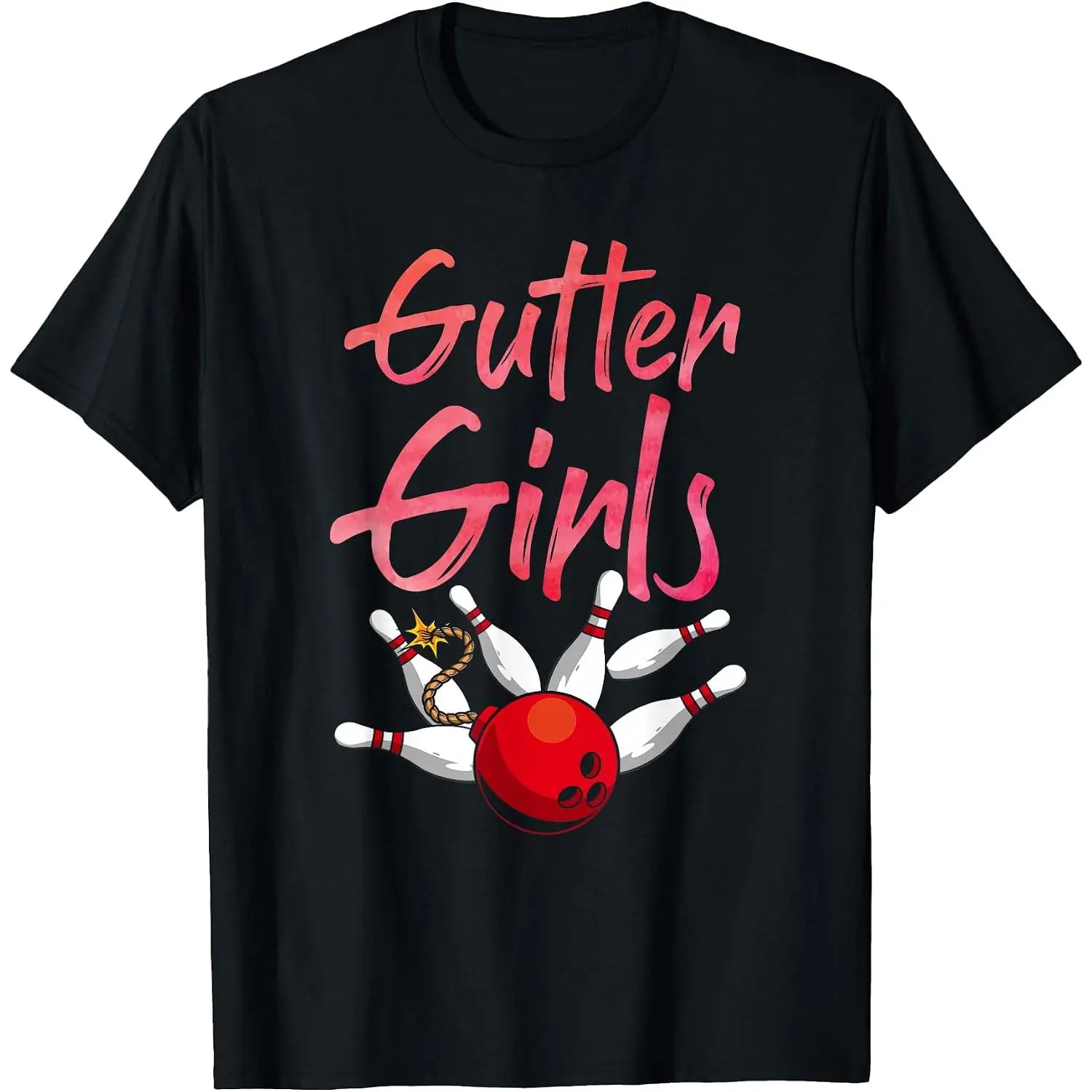 100% Cotton Funny Bowling Art for Women Girls Bowling Team Player Bowler T-Shirt