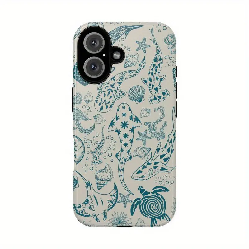 Coral Reef Whale Cellphone Casing, Dual-Layer Thick TPU-PC Protector Accessory with Heavy Duty Shockproof Drop Protection for iPhone 16/15/14/13/12 Pro Max & 14/15/16 Plus