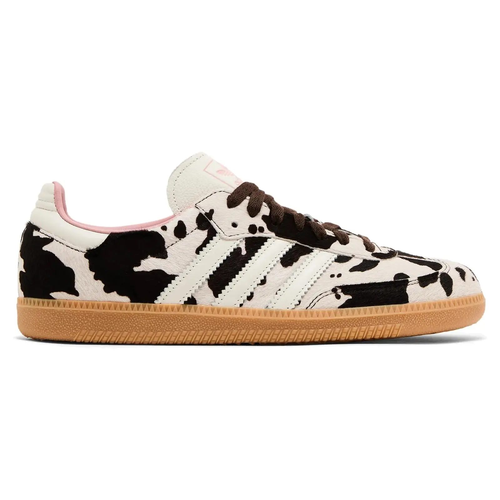 Adidas Women's Samba OG Cow Print Sneakers - Trendy Colorblock Casual Trainers in White, Brown & Pink, JR1256, Casual Sneakers, Colorblock Patchwork Sneakers