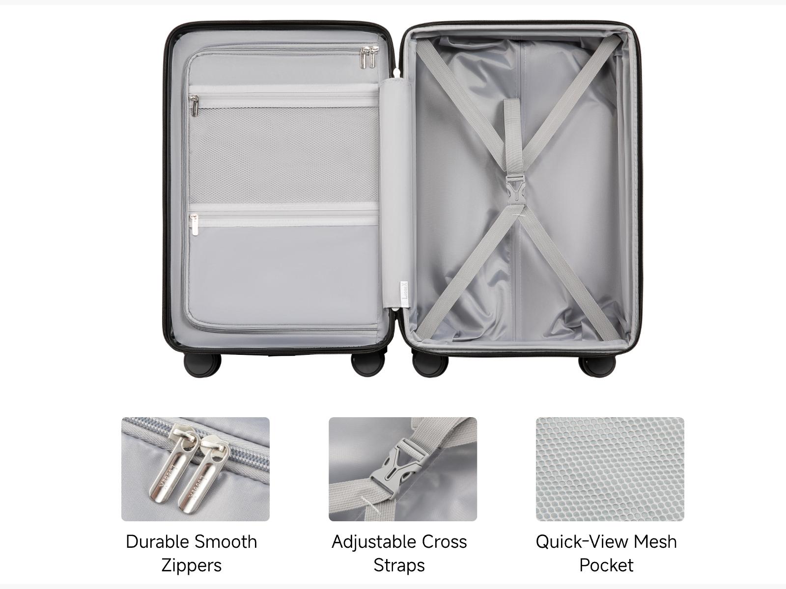 LUGGEX 3 Piece Set Luggage with Spinner Wheels, Polycarbonate Expandable Hard Shell Suitcase with TSA Lock for Travel & Business