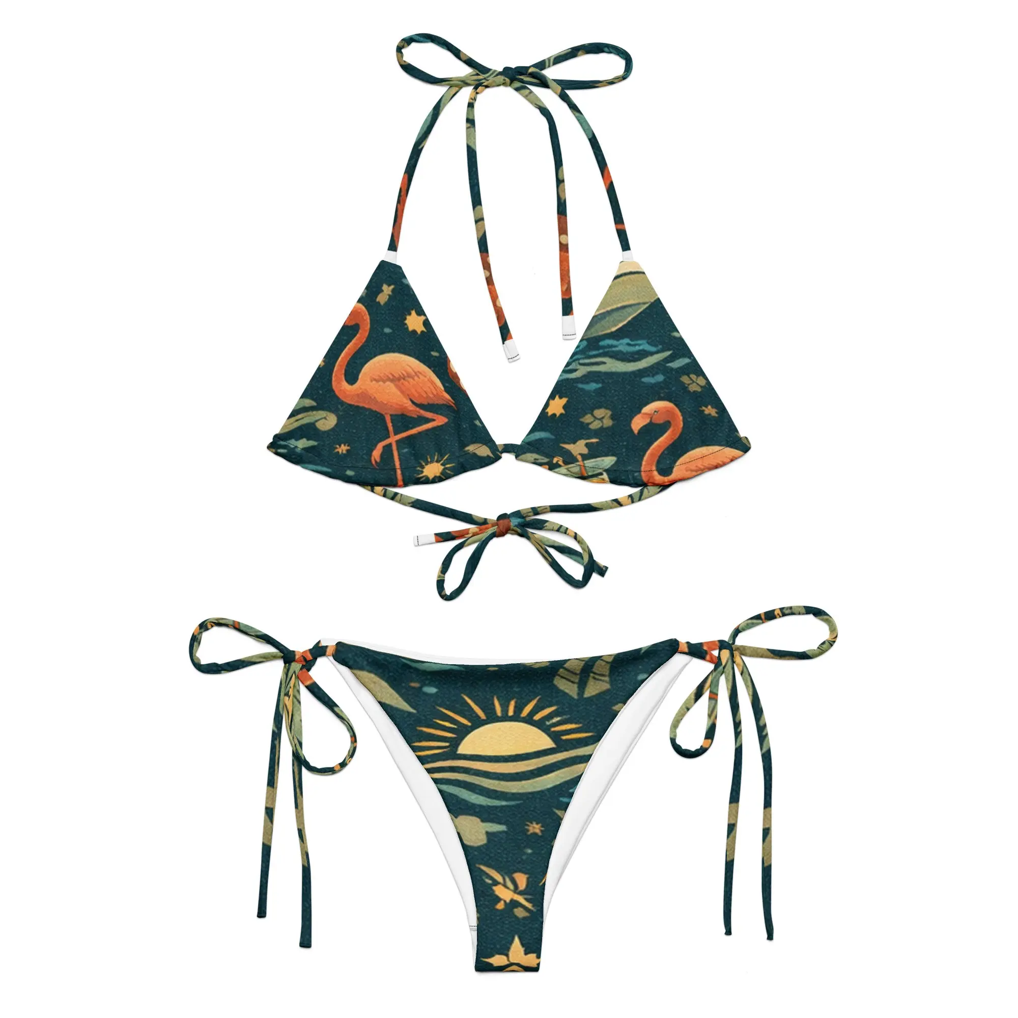 CliqueBaitTV Paradise Escape String Bikini – Tropical Flamingo Tie-Side Two-Piece Swimsuit