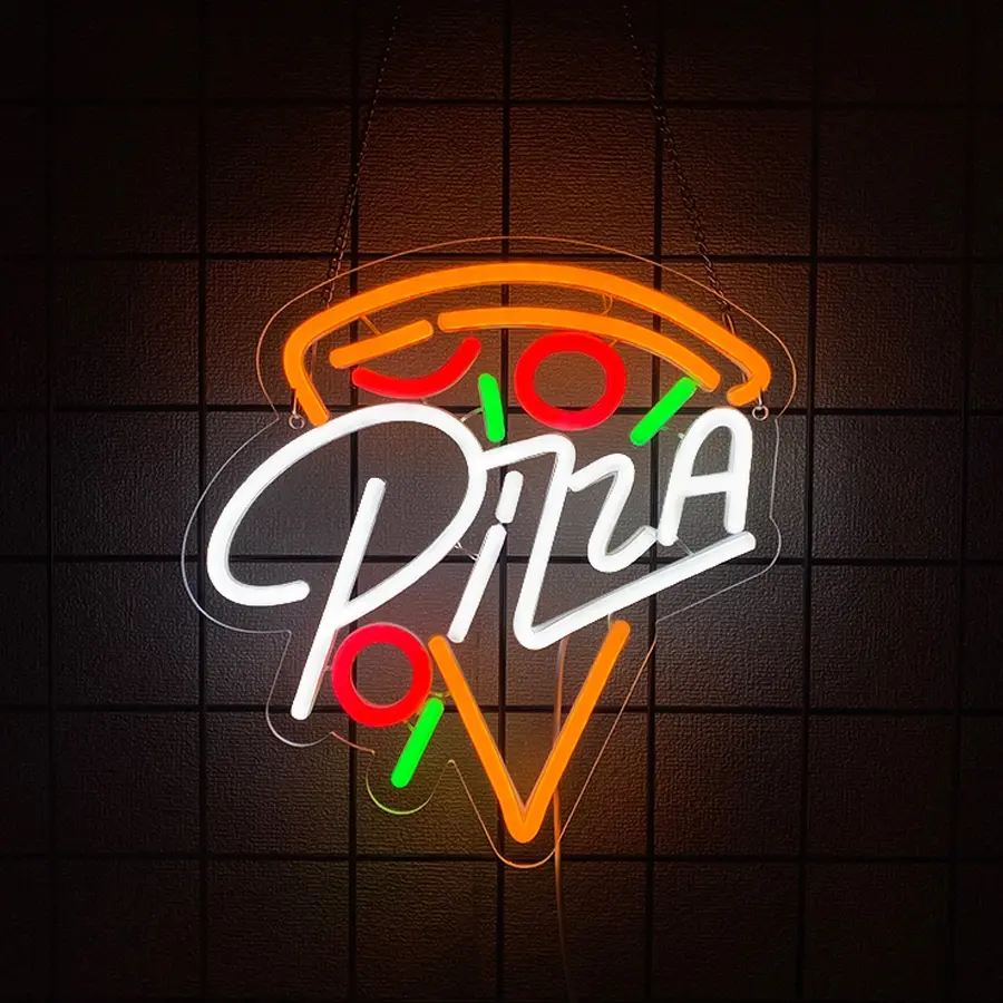 Pizza Neon Sign for Wall Decor  Pizza Slice Neon light Up Sign for Pizzeria Restaurant Kitchen Dining Hall Store Man Cave Party Bedroom Christmas Birthday Gifts Wall