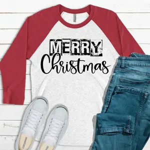 Merry Christmas Raglan - Red/Ash Raglan