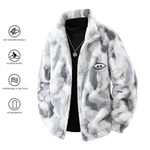 Men's Fleece Tie-Dye Jacket - Skin-Friendly - Zippered Outdoor Coat Unisex Fleece Lined Fall Winter Apparel casual fall