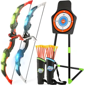 LED Light Up Archery Set , Indoor and Outdoor Toy with Standing Target&Quivers
